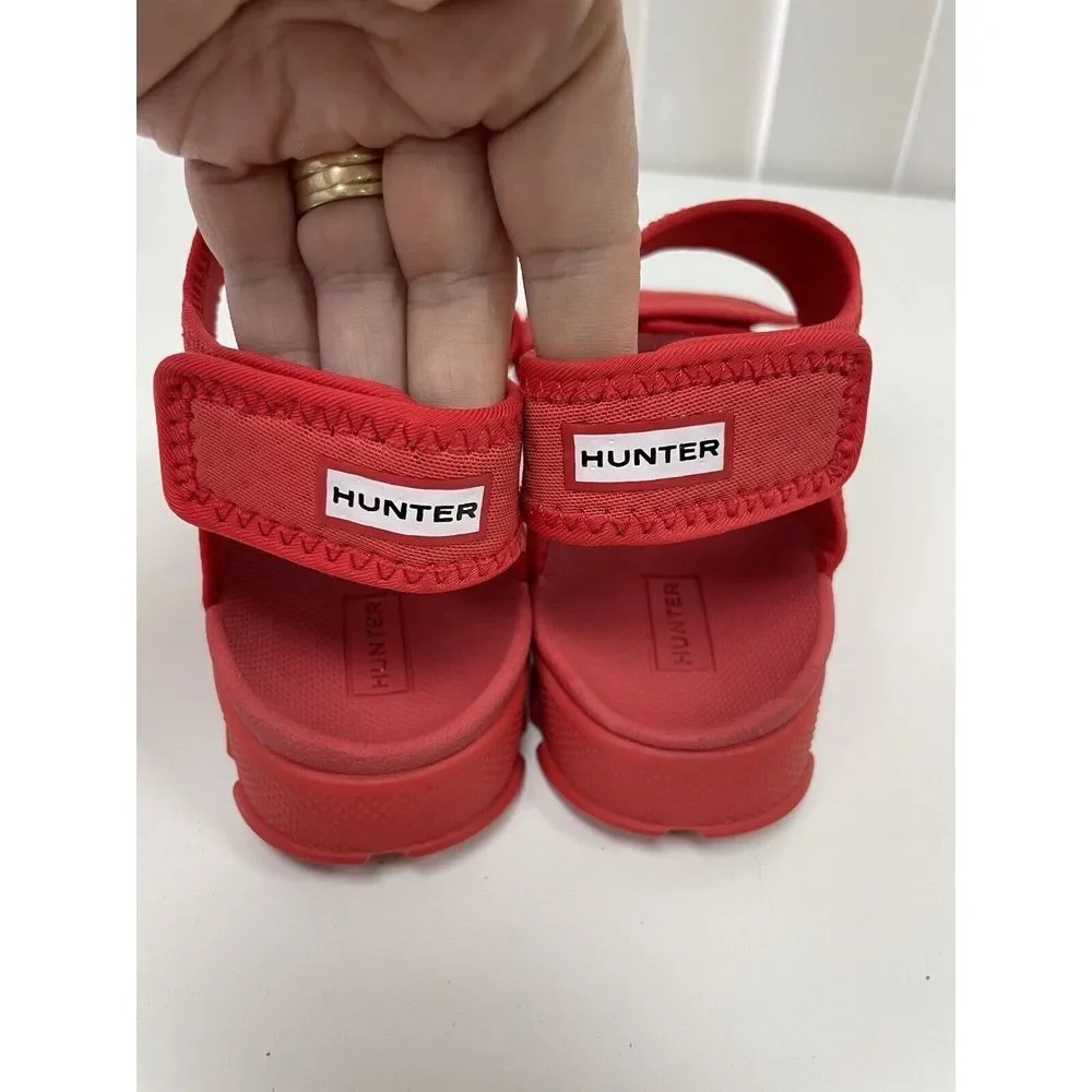 Hunter‎ Sandals Girls Size 3 Wellies Outdoor Big Kid Sandals Red Summer Colorful